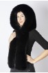 Black fox fur hood-scarf